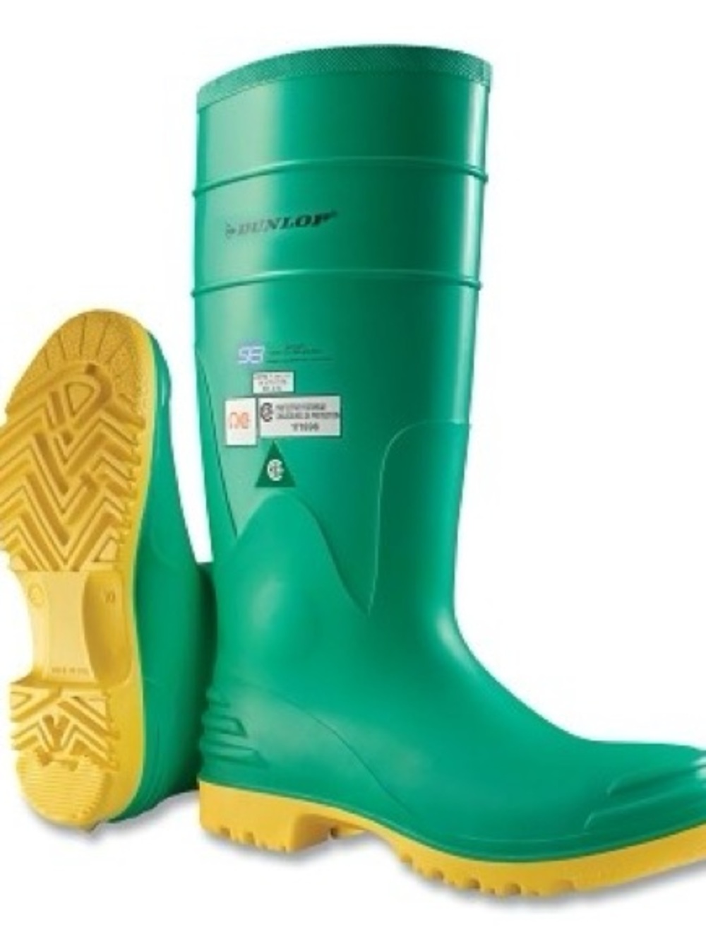 Hazmax Steel Toe/Midsole Rubber Boots, Men's 9, Green/Yellow